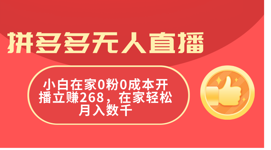 （11521期）拼多多无人直播，小白在家0粉0成本开播立赚268，在家轻松月入数千-孔明聊项目