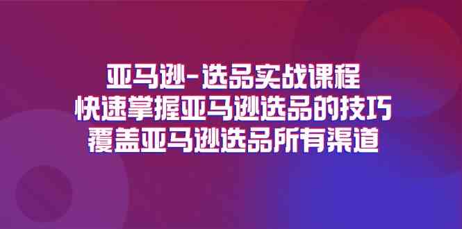 亚马逊选品实战课程，快速掌握亚马逊选品的技巧，覆盖亚马逊选品所有渠道-孔明聊项目