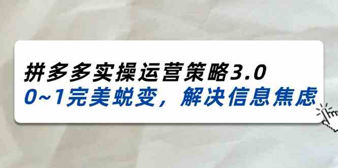 2024-2025拼多多实操运营策略3.0，0~1完美蜕变，解决信息焦虑（38节）-孔明聊项目