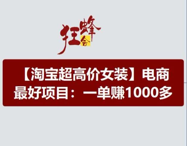 淘宝超高价女装项目，电商最好赛道，一单赚1000多-孔明聊项目