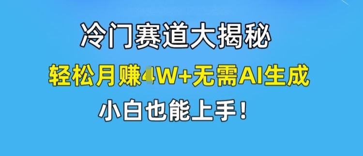 冷门赛道大揭秘，轻松月赚1W+无需AI生成，小白也能上手【揭秘】-孔明聊项目