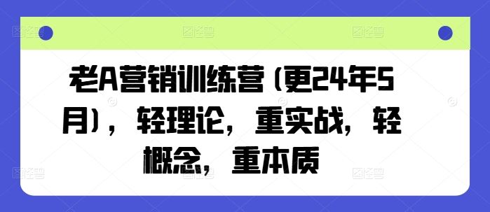 老A营销训练营(更24年7月)，轻理论，重实战，轻概念，重本质-孔明聊项目