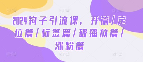 2024钩子引流课，开篇/定位篇/标签篇/破播放篇/涨粉篇-孔明聊项目
