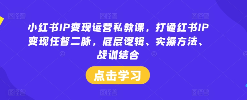 小红书IP变现运营私教课，打通红书IP变现任督二脉，底层逻辑、实操方法、战训结合-孔明聊项目