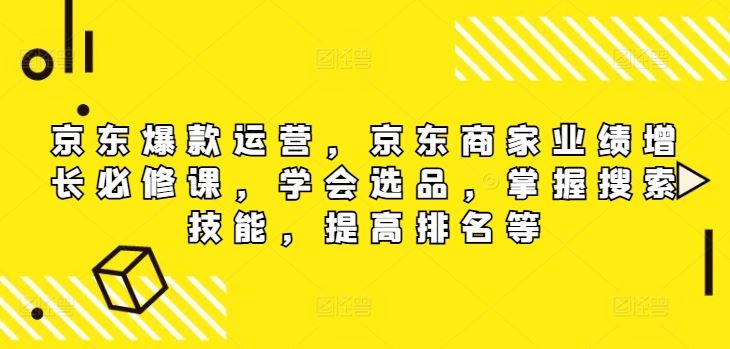 京东爆款运营，京东商家业绩增长必修课，学会选品，掌握搜索技能，提高排名等-孔明聊项目