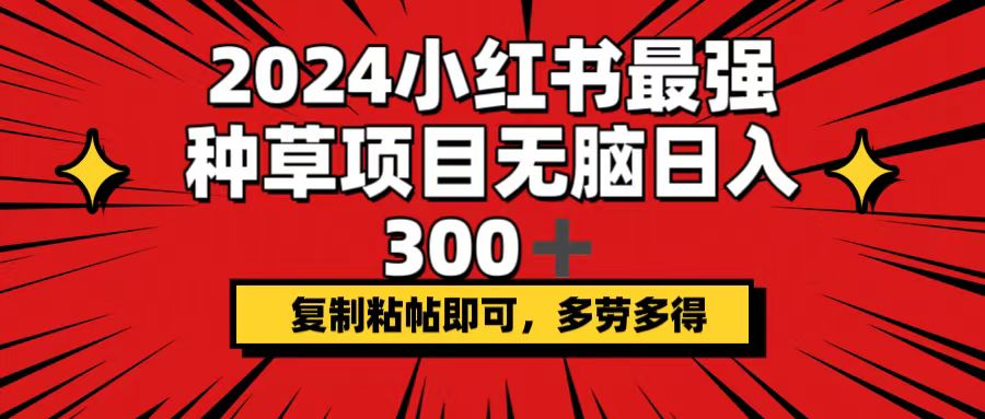 （12336期）2024小红书最强种草项目，无脑日入300+，复制粘帖即可，多劳多得-孔明聊项目