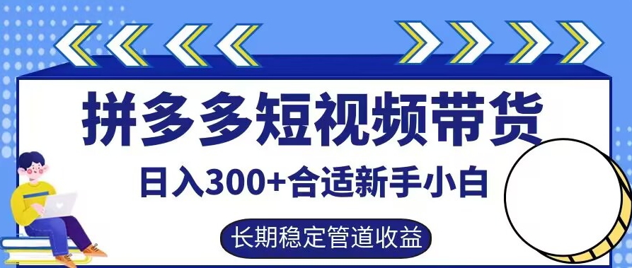 拼多多短视频带货日入300+有长期稳定被动收益，合适新手小白【揭秘】-孔明聊项目