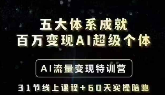 五大体系成就百万变现AI超级个体- AI流量变现特训营，一步一步教你一个人怎么年入百W-孔明聊项目
