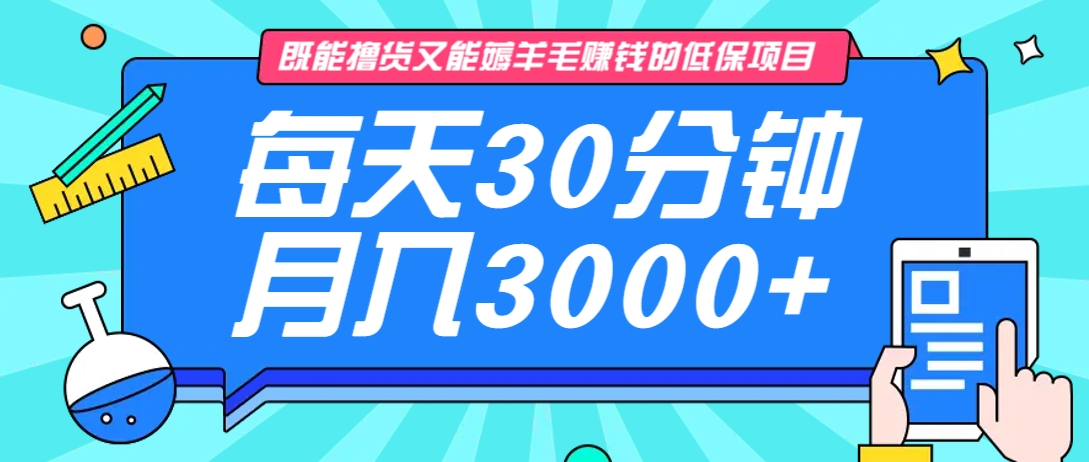 既能撸货又能赚钱的长期低保项目，每天30分钟，多号百分百稳定月入3000+！-孔明聊项目