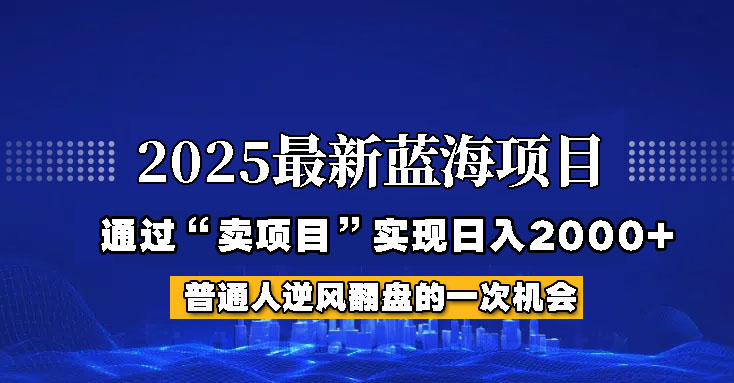 2025年蓝海项目，如何通过“网创项目”日入2000+-孔明聊项目