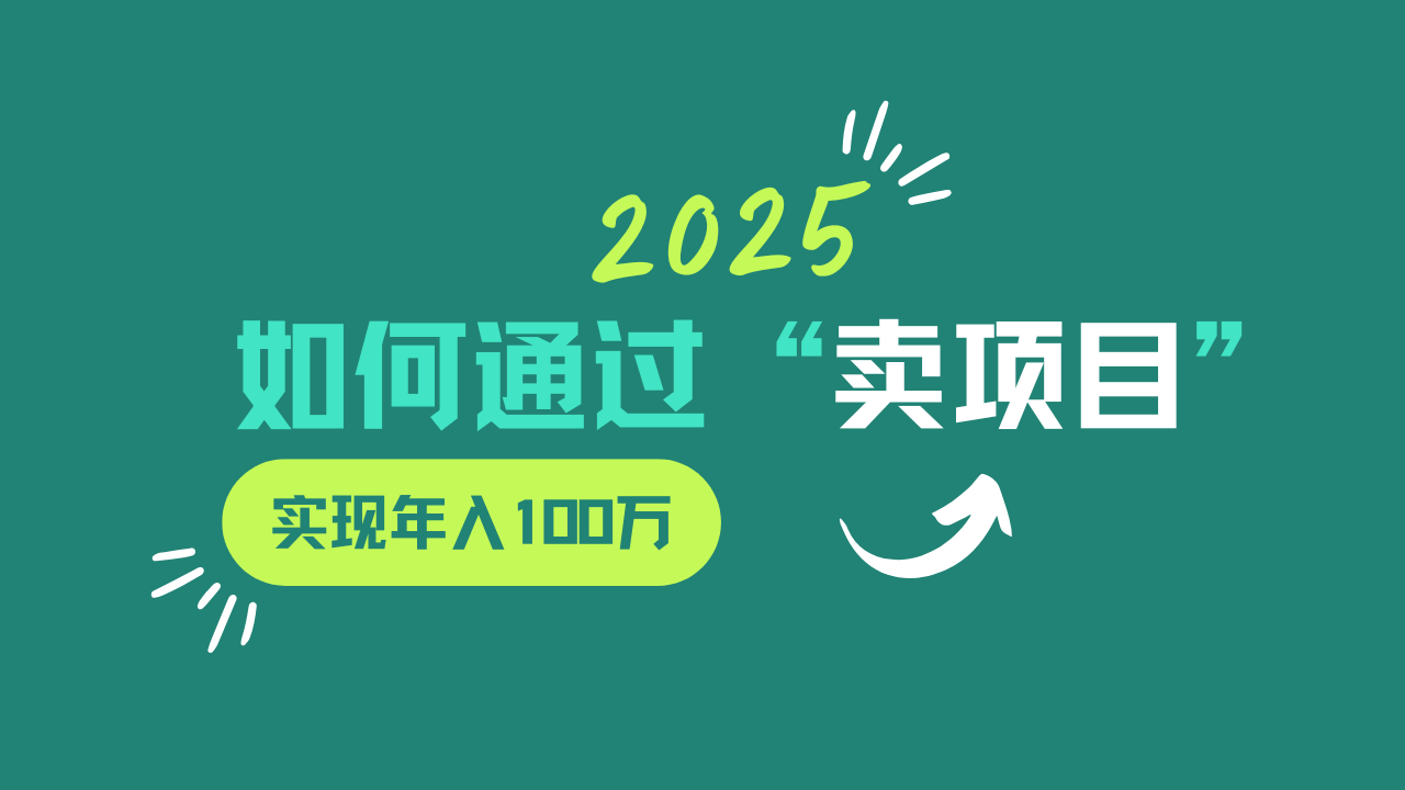 2025年如何通过“卖项目”实现年入100w-孔明聊项目