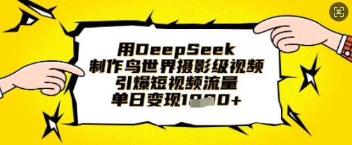 用DeepSeek制作鸟世界摄影级视频，引爆短视频流量，单日变现1k-孔明聊项目