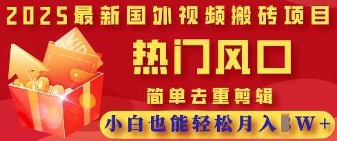 2025最新视频搬砖项目，热门风口，简单去重剪辑，小白也能轻松月入过W-孔明聊项目