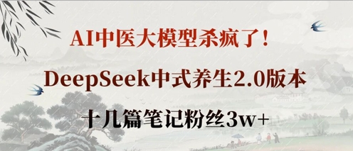 AI中医大模型杀疯了！DeepSeek中式养生2.0版本，十几篇笔记粉丝3w+-孔明聊项目