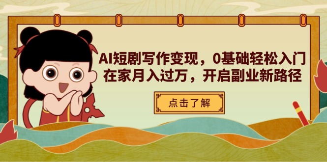 AI短剧写作变现，0基础轻松入门，在家月入过万，开启副业新路径-孔明聊项目