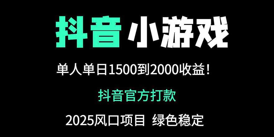 抖音官方小游戏2025全网最新玩法，暴利赚钱项目，单机日入2000+-孔明聊项目