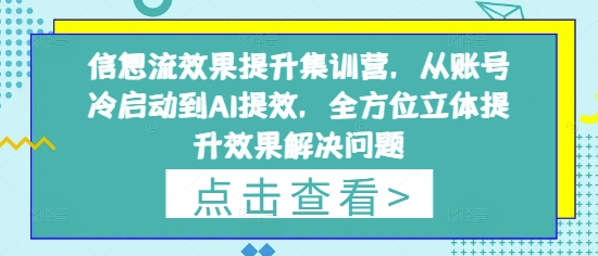 信息流效果提升集训营，从账号冷启动到AI提效，全方位立体提升效果解决问题-孔明聊项目