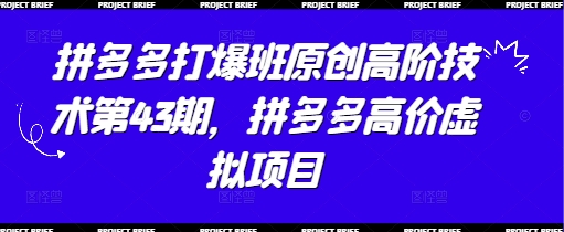 拼多多打爆班原创高阶技术第43期，拼多多高价虚拟项目-孔明聊项目