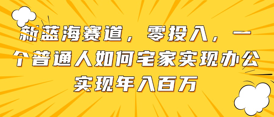 新蓝海赛道，零投入，一个普通人如何宅家办公实现年入百万-孔明聊项目