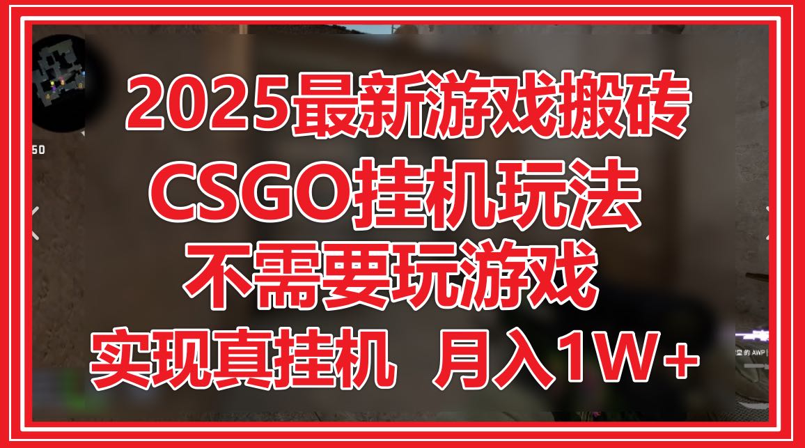 2025最新游戏搬砖，CSGO挂机，不需要玩游戏，实现真挂机，月入1W+-孔明聊项目
