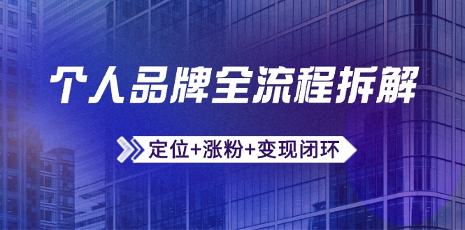 个人品牌全流程拆解：定位+涨粉+变现闭环，微信生态运营与资源整合-孔明聊项目