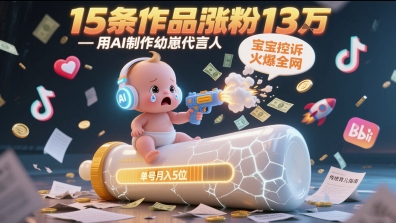 用AI制作幼崽代言人，宝宝的控诉火爆全网，15条作品涨粉13W，单号月入5位数实操教程-孔明聊项目