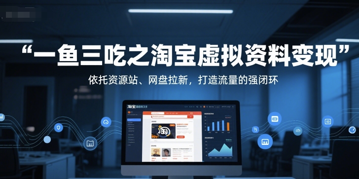 一鱼三吃之淘宝虚拟资料变现，依托资源站、网盘拉新，打造流量的强闭环-孔明聊项目