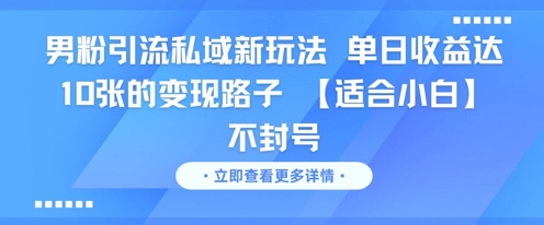 男粉引流私域新玩法，单日收益达10张的变现路子 【适合小白】不封号-孔明聊项目