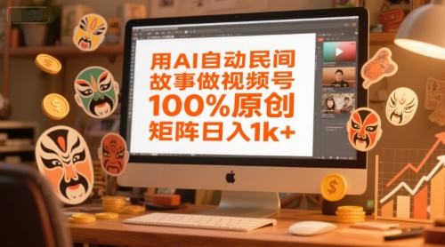用AI自动民间故事做视频号，100%原创，矩阵日入1k+-孔明聊项目