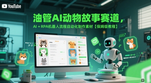 油管AI动物故事赛道，AI+RPA机器人流程自动化制作素材【保姆级教程】-孔明聊项目
