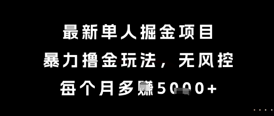 最新单人掘金项目，暴力撸金玩法，无风控，每个月多挣5k+【揭秘】-孔明聊项目