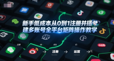 新手低成本从0到1注册并搭建多账号全平台矩阵操作教学，手机号-邮箱-IP-工具-孔明聊项目