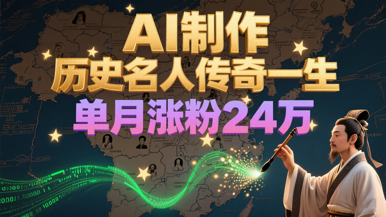 暴力起号！用AI制作历史名人传奇一生，单月涨粉24万，涨粉+变现赛道黑马来了-孔明聊项目