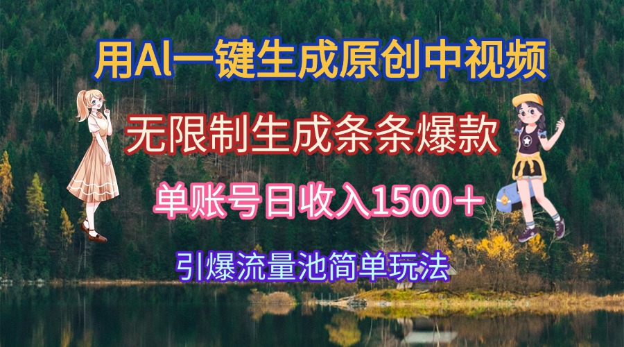 用Al一键生成原创中视频，无限制生成条条爆款，单账号日收入1500＋引爆…-孔明聊项目