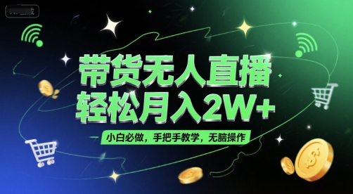 带货无人直播，轻松月入2W+，小白必做，手把手教学，无脑操作(附学习资料)-孔明聊项目