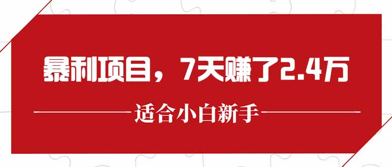 最新暴利项目，每单收益轻松在300以上，7天赚了2.4万-孔明聊项目