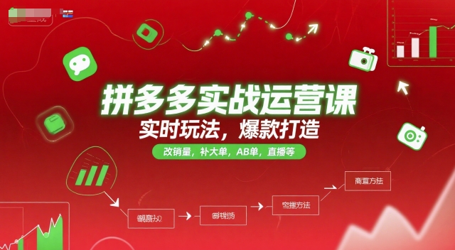 拼多多实战运营课，实时玩法，爆款打造，改销量，补大单，AB单，直播等(更新2025月)-孔明聊项目