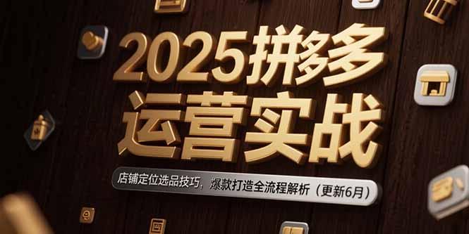 2025拼多多运营实战：店铺定位选品技巧，爆款打造全流程解析(更新6月-孔明聊项目