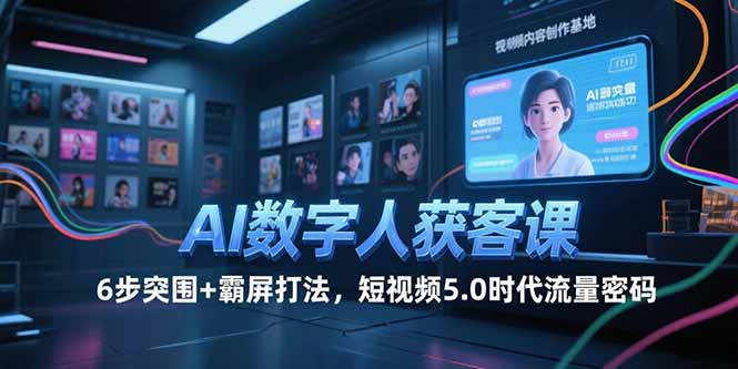 AI数字人获客课，6步突围+霸屏打法，短视频5.0时代流量密码-孔明聊项目