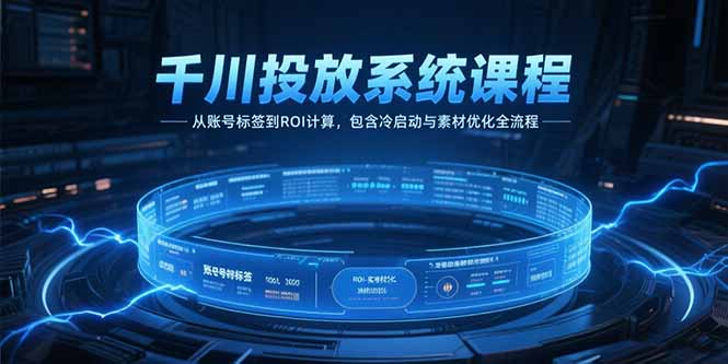 千川投放系统课程，从账号标签到ROI计算，包含冷启动与素材优化全流程-孔明聊项目