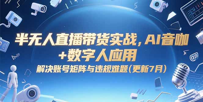 半无人直播带货实战，AI音咖+数字人应用 解决账号矩阵与违规难题(更新7月-孔明聊项目
