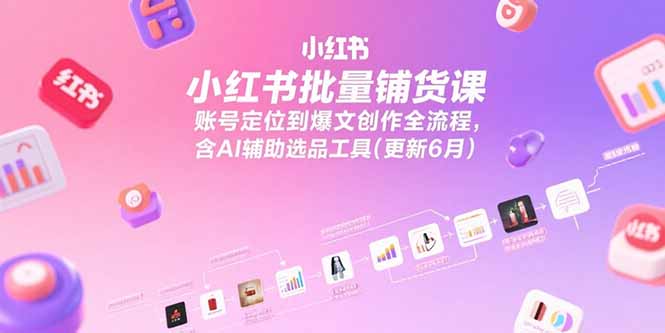 小红书批量铺货课，账号定位到爆文创作全流程，含AI辅助选品工具(更新6月-孔明聊项目