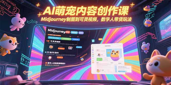 AI萌宠内容创作课，Midjourney制图到可灵视频，数字人带货玩法-孔明聊项目