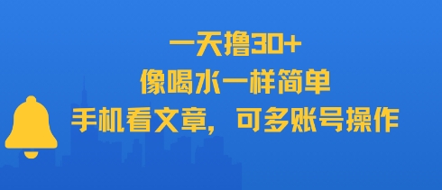一天撸30+，像喝水一样简单，手机看文章，可多账号操作-孔明聊项目