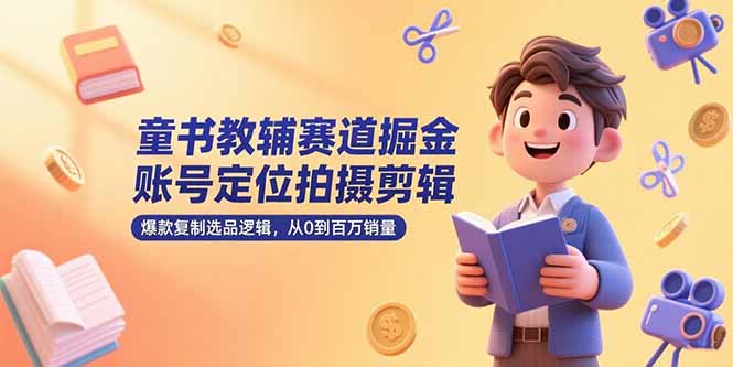 童书教辅赛道掘金，账号定位拍摄剪辑，爆款复制选品逻辑，从0到百万销量-孔明聊项目