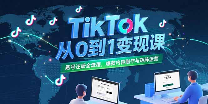 TikTok从0到1变现课，账号注册全流程，爆款内容制作与矩阵运营-孔明聊项目