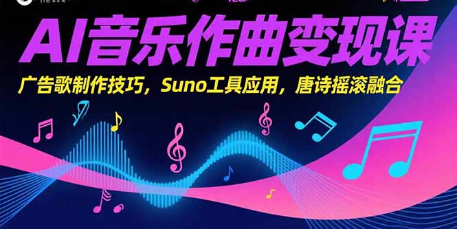 AI音乐作曲变现课，广告歌制作技巧，Suno工具应用，唐诗摇滚融合-孔明聊项目