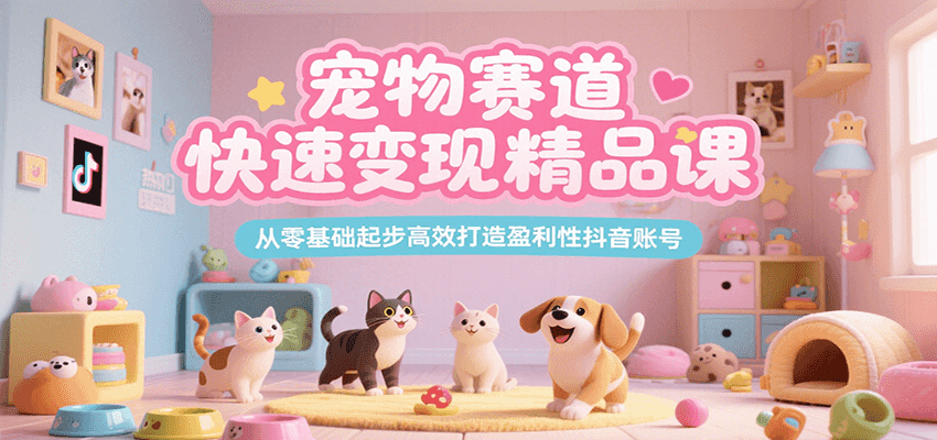 宠物赛道快速变现精品课，从零基础起步高效打造盈利性抖音账号-孔明聊项目