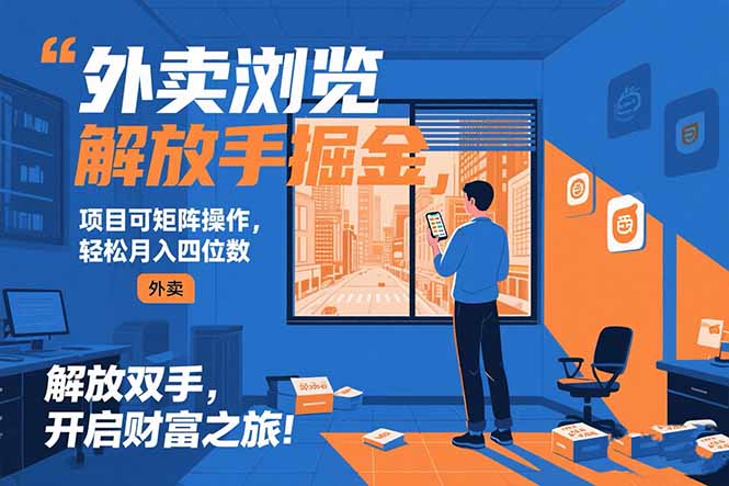 外卖浏览掘金项目 可矩阵操作 轻松日入500+-孔明聊项目