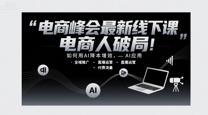 电商峰会最新线下课，电商人破局，如何用AI降本增效，AI应用-全域推广-直播运营-付费流量-孔明聊项目